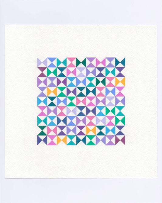 Bold, graphic multicoloured abstract painting with repeating geometric shapes, 23 October (115/365) by Victoria Mardon, 365: A Year in Colour series.