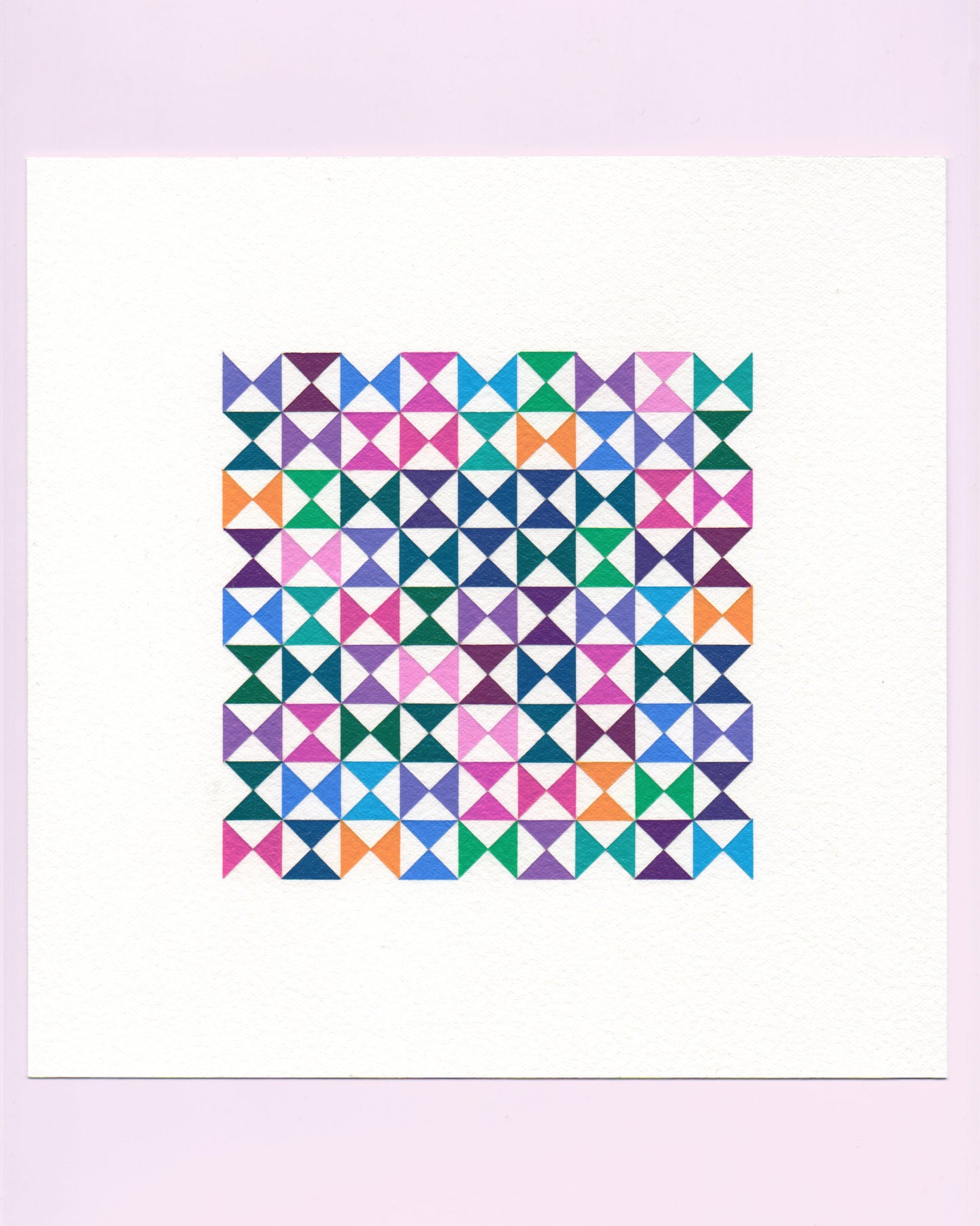 Bold, graphic multicoloured abstract painting with repeating geometric shapes, 24 August (055/365) by Victoria Mardon, 365: A Year in Colour series.