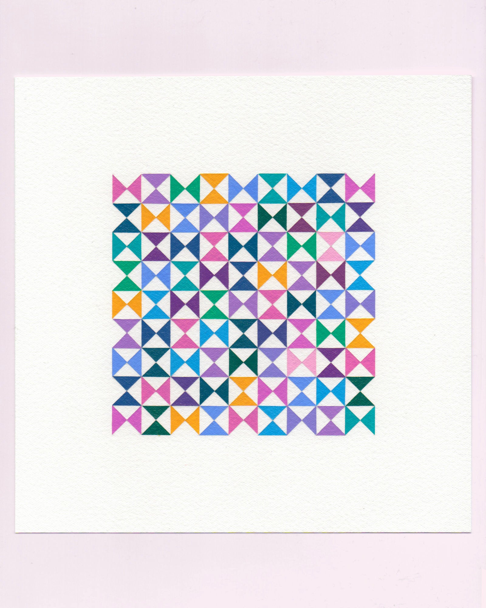 Bold, graphic multicoloured abstract painting with repeating geometric shapes, 24 July (024/365) by Victoria Mardon, 365: A Year in Colour series.