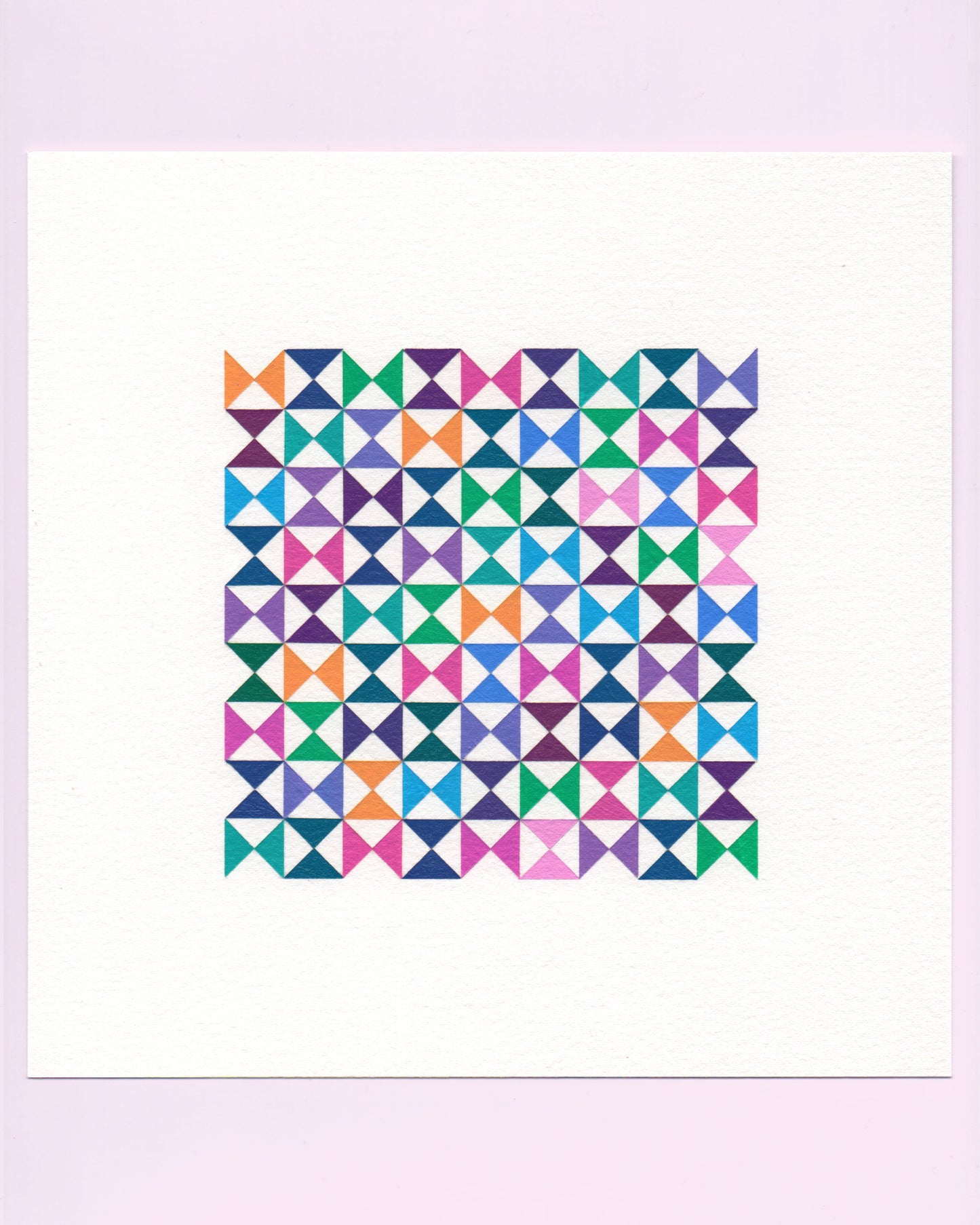 Bold, graphic multicoloured abstract painting with repeating geometric shapes, 26 August (057/365) by Victoria Mardon, 365: A Year in Colour series.