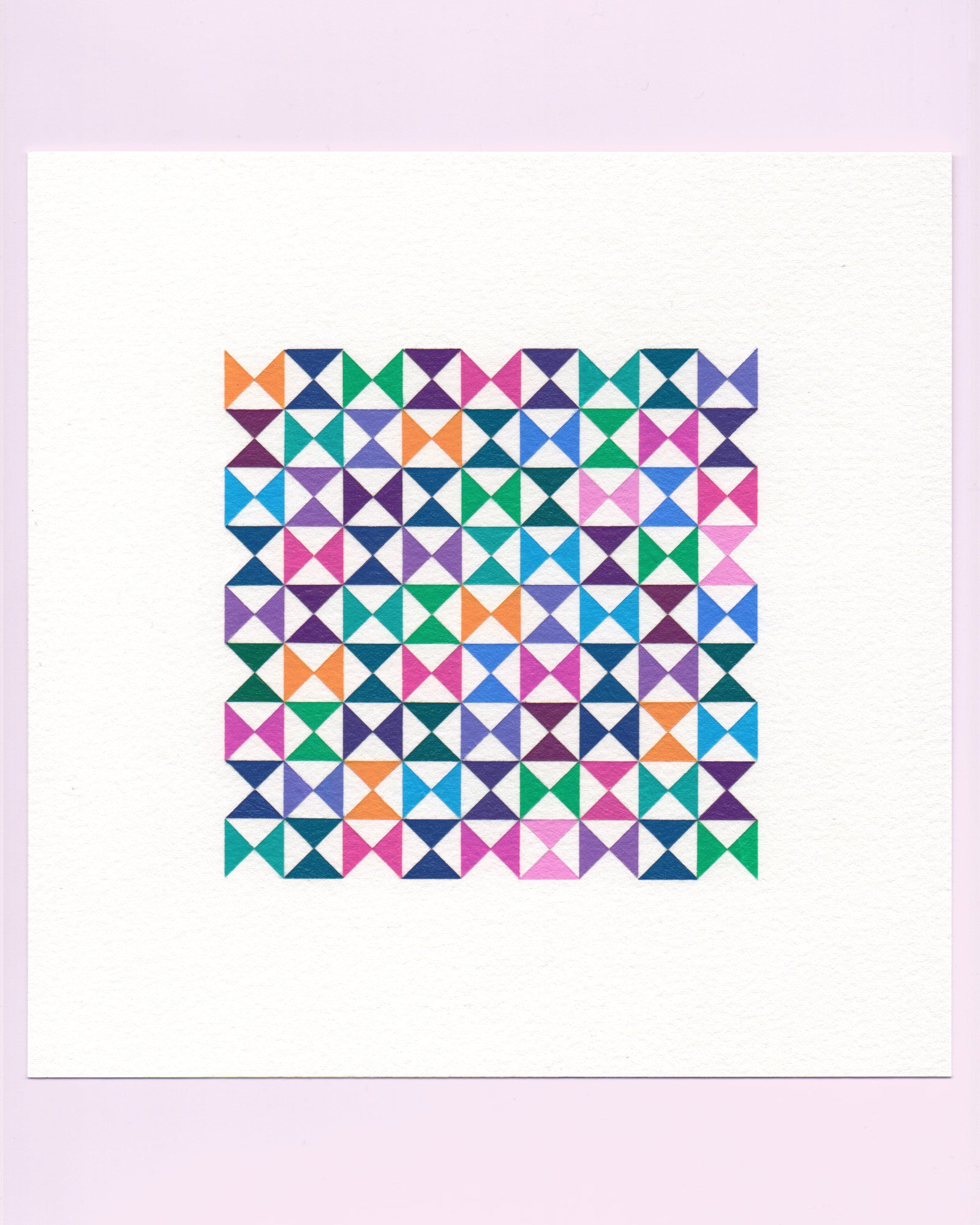 Bold, graphic multicoloured abstract painting with repeating geometric shapes, 26 August (057/365) by Victoria Mardon, 365: A Year in Colour series.
