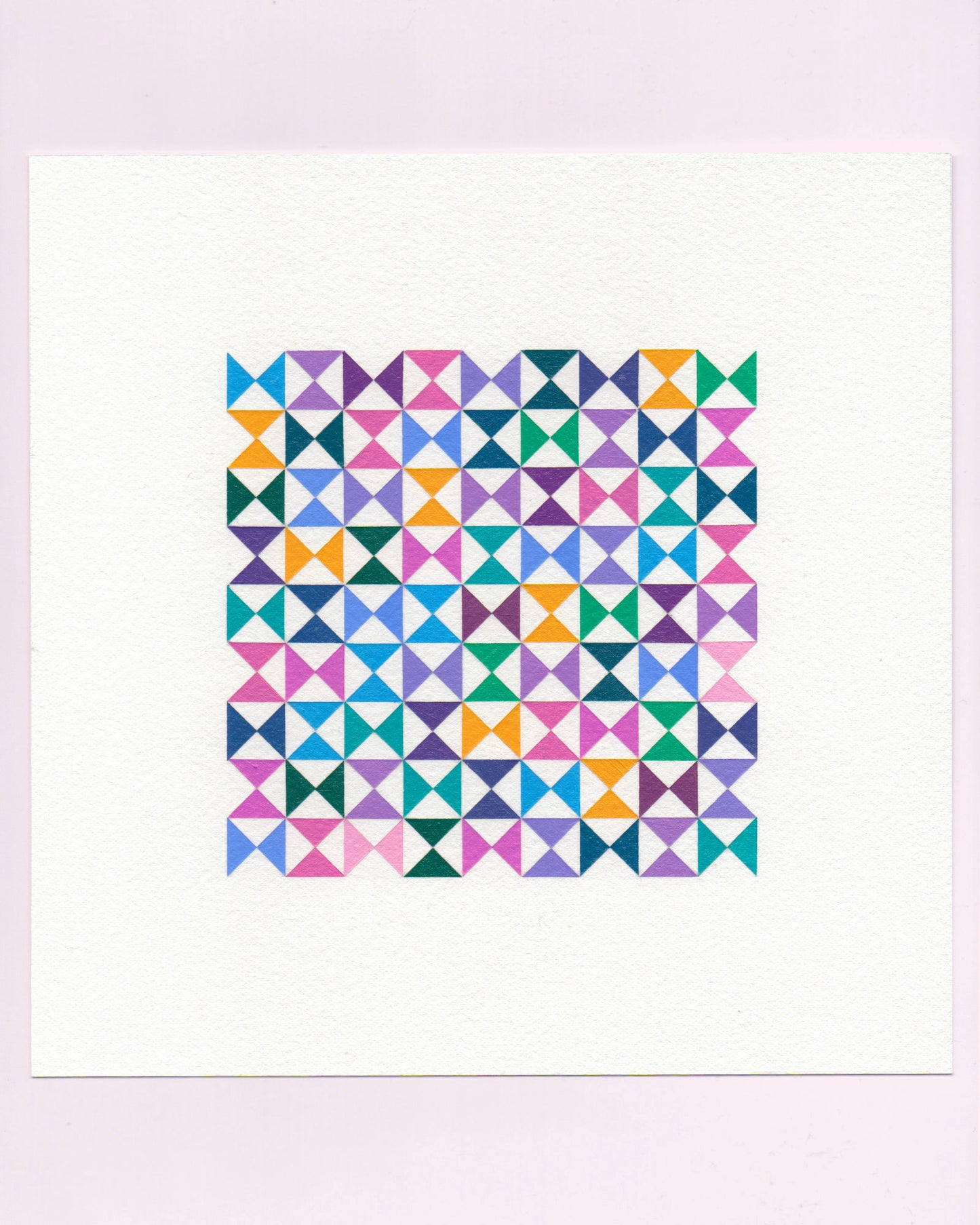 Bold, graphic multicoloured abstract painting with repeating geometric shapes, 26 July (026/365) by Victoria Mardon, 365: A Year in Colour series.