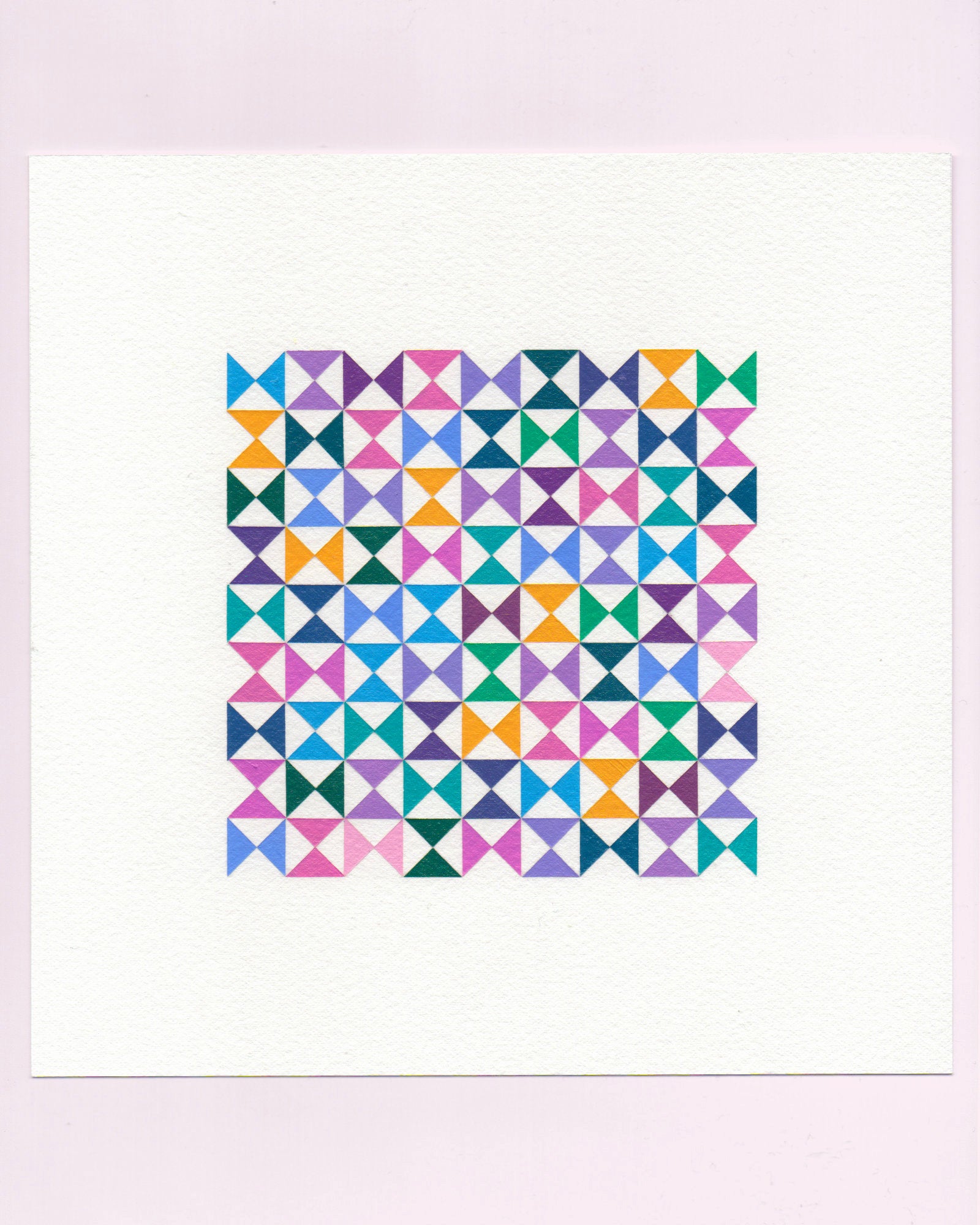 Bold, graphic multicoloured abstract painting with repeating geometric shapes, 26 July (026/365) by Victoria Mardon, 365: A Year in Colour series.