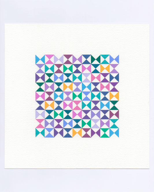 Bold, graphic multicoloured abstract painting with repeating geometric shapes, 26 October (118/365) by Victoria Mardon, 365: A Year in Colour series.