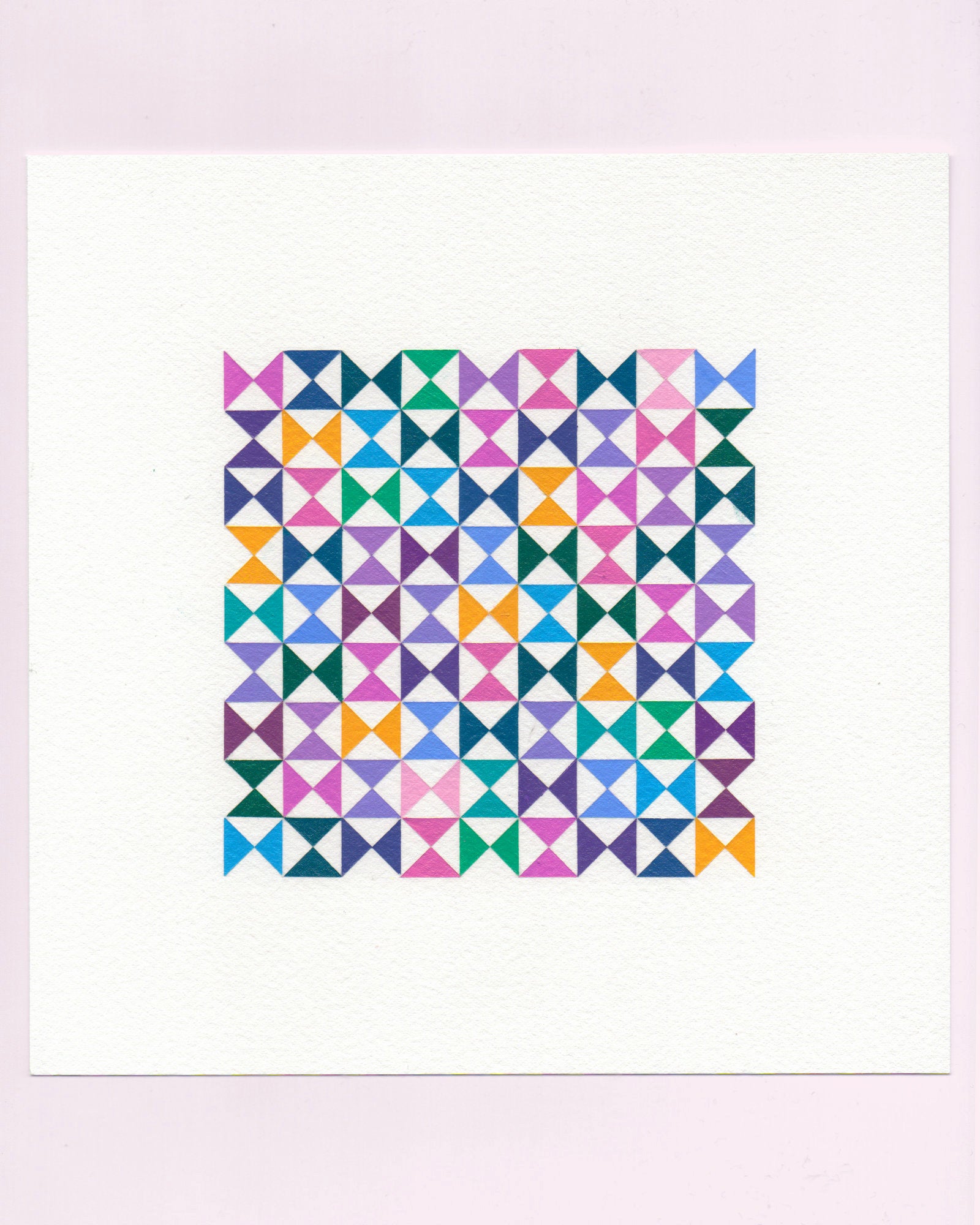 Bold, graphic multicoloured abstract painting with repeating geometric shapes, 27 July (027/365) by Victoria Mardon, 365: A Year in Colour series.