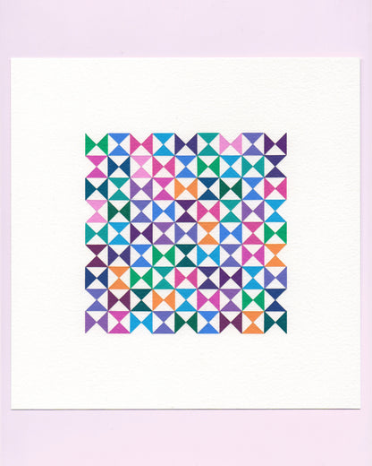 Bold, graphic multicoloured abstract painting with repeating geometric shapes, 28 August (059/365) by Victoria Mardon, 365: A Year in Colour series.
