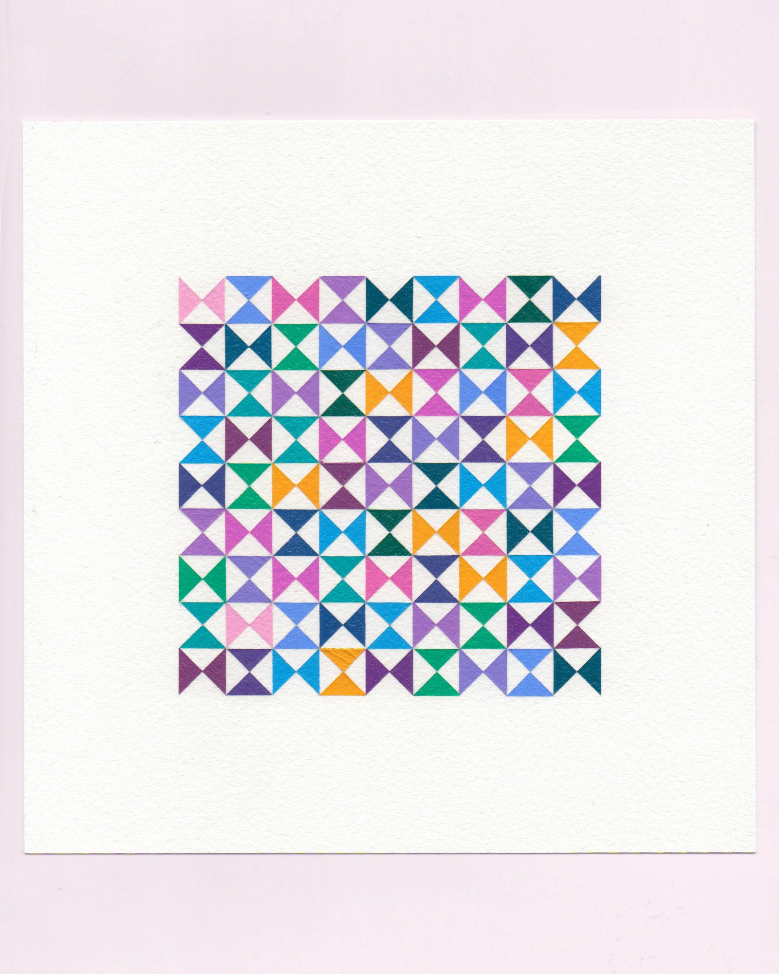 Bold, graphic multicoloured abstract painting with repeating geometric shapes, 28 July (028/365) by Victoria Mardon, 365: A Year in Colour series.