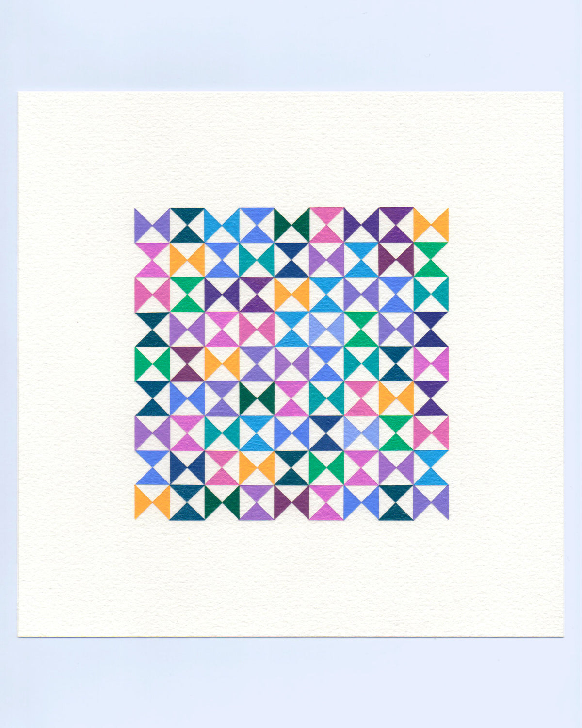 Bold, graphic multicoloured abstract painting with repeating geometric shapes, 28 November (151/365) by Victoria Mardon, 365: A Year in Colour series.