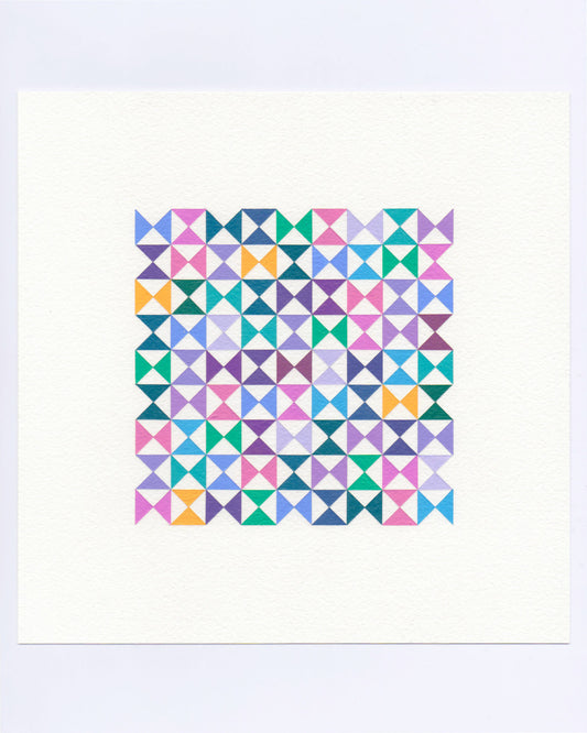 Bold, graphic multicoloured abstract painting with repeating geometric shapes, 28 October (120/365) by Victoria Mardon, 365: A Year in Colour series.