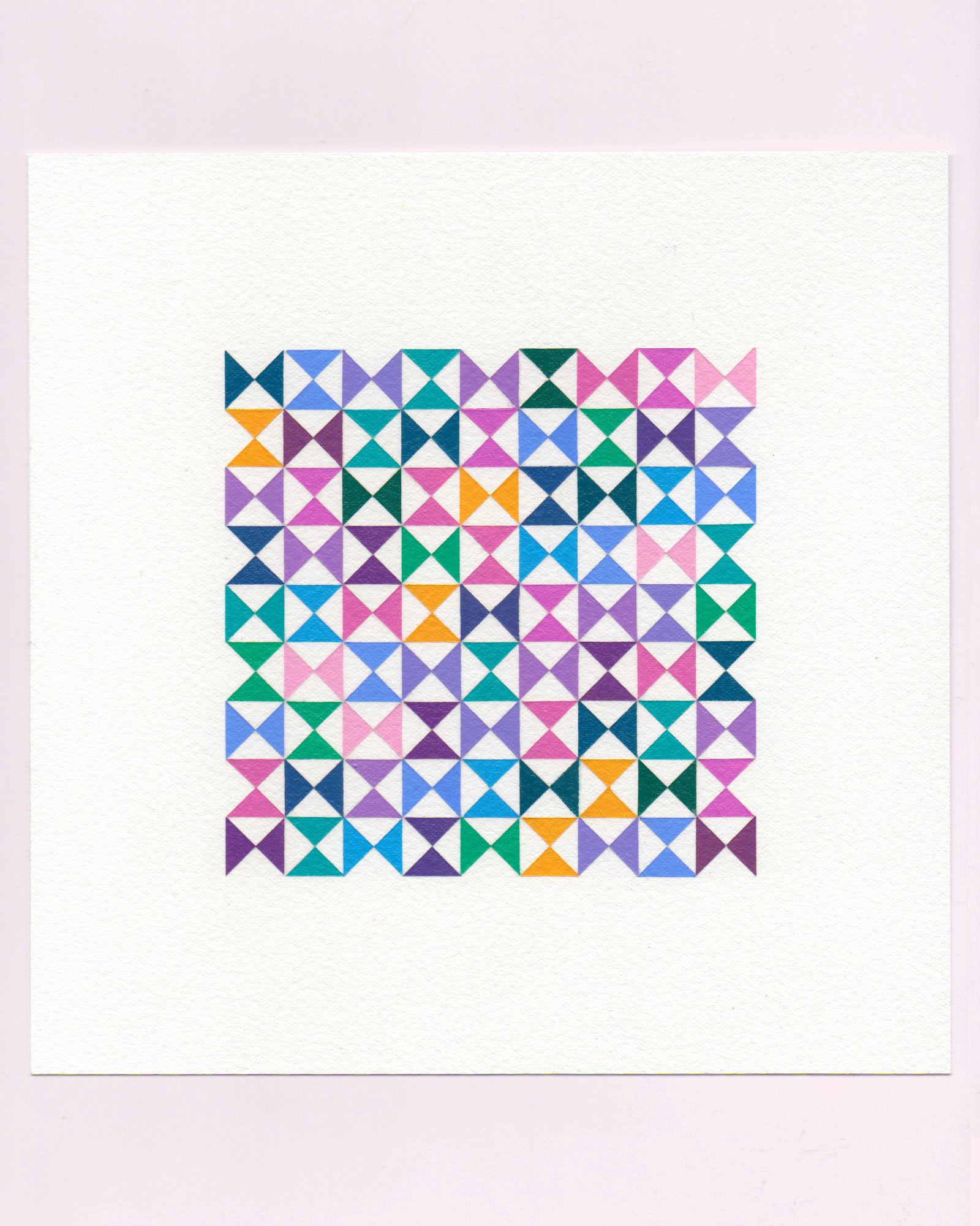 Bold, graphic multicoloured abstract painting with repeating geometric shapes, 29 July (029/365) by Victoria Mardon, 365: A Year in Colour series.