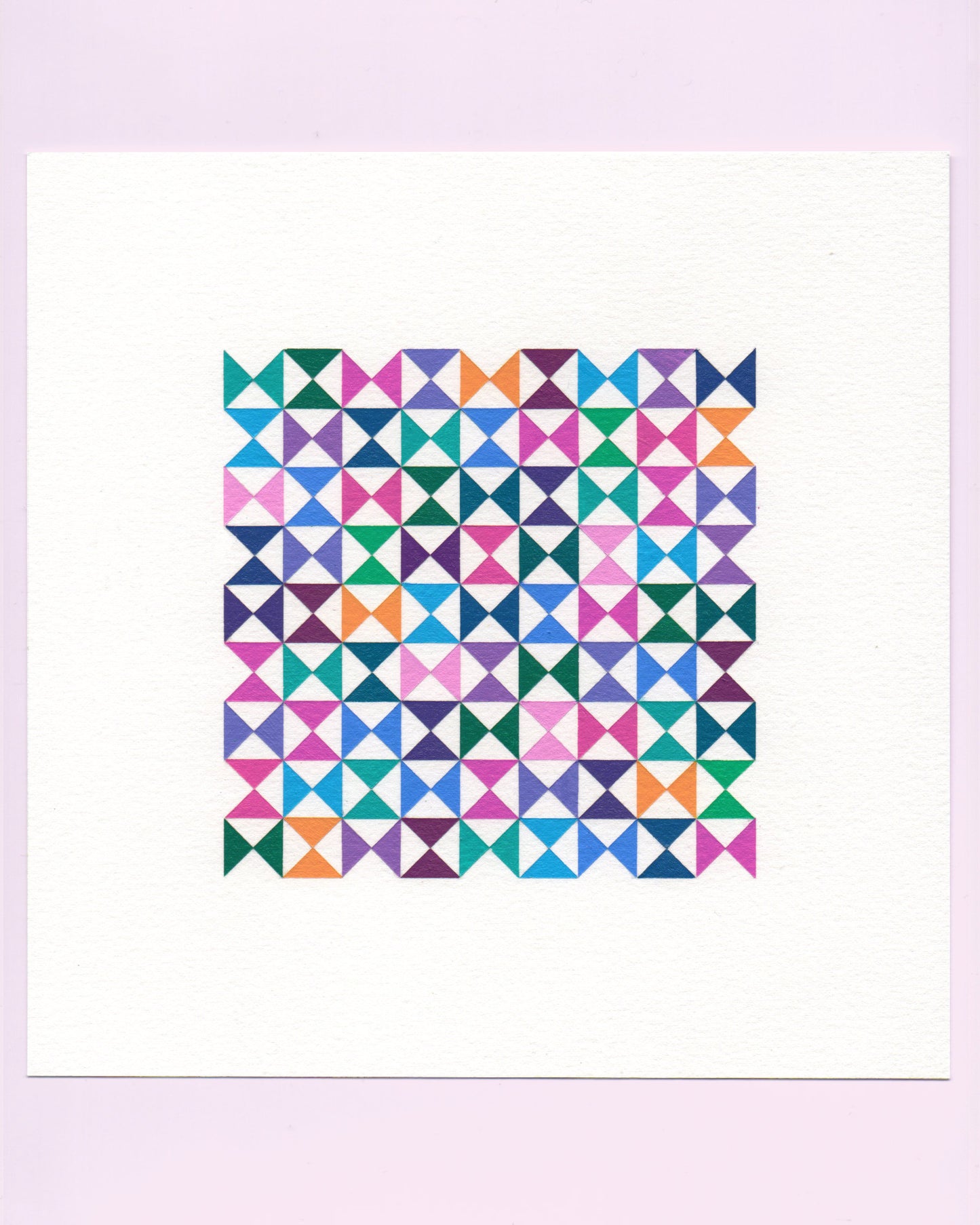 Bold, graphic multicoloured abstract painting with repeating geometric shapes, 30 August (061/365) by Victoria Mardon, 365: A Year in Colour series.