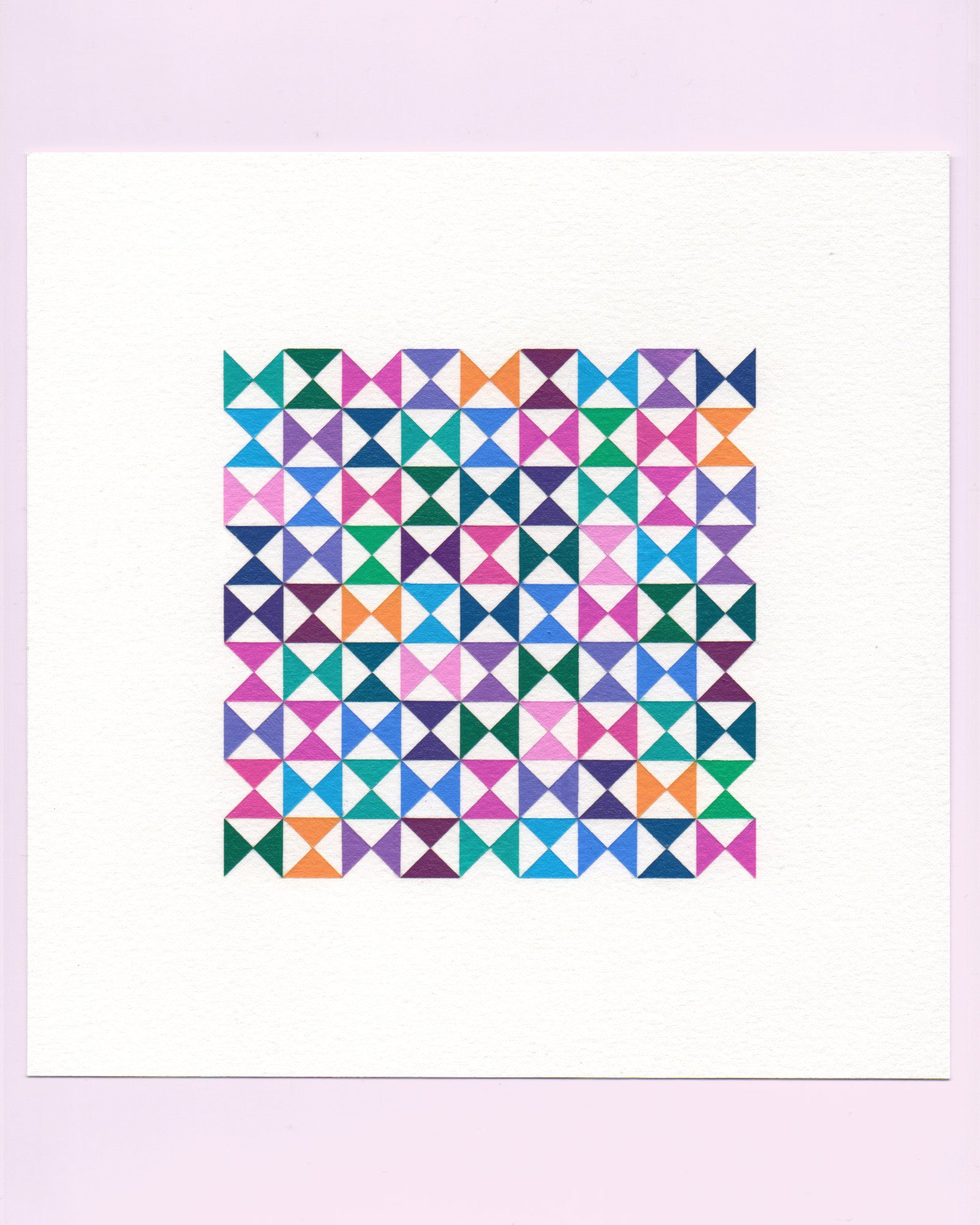 Bold, graphic multicoloured abstract painting with repeating geometric shapes, 30 August (061/365) by Victoria Mardon, 365: A Year in Colour series.