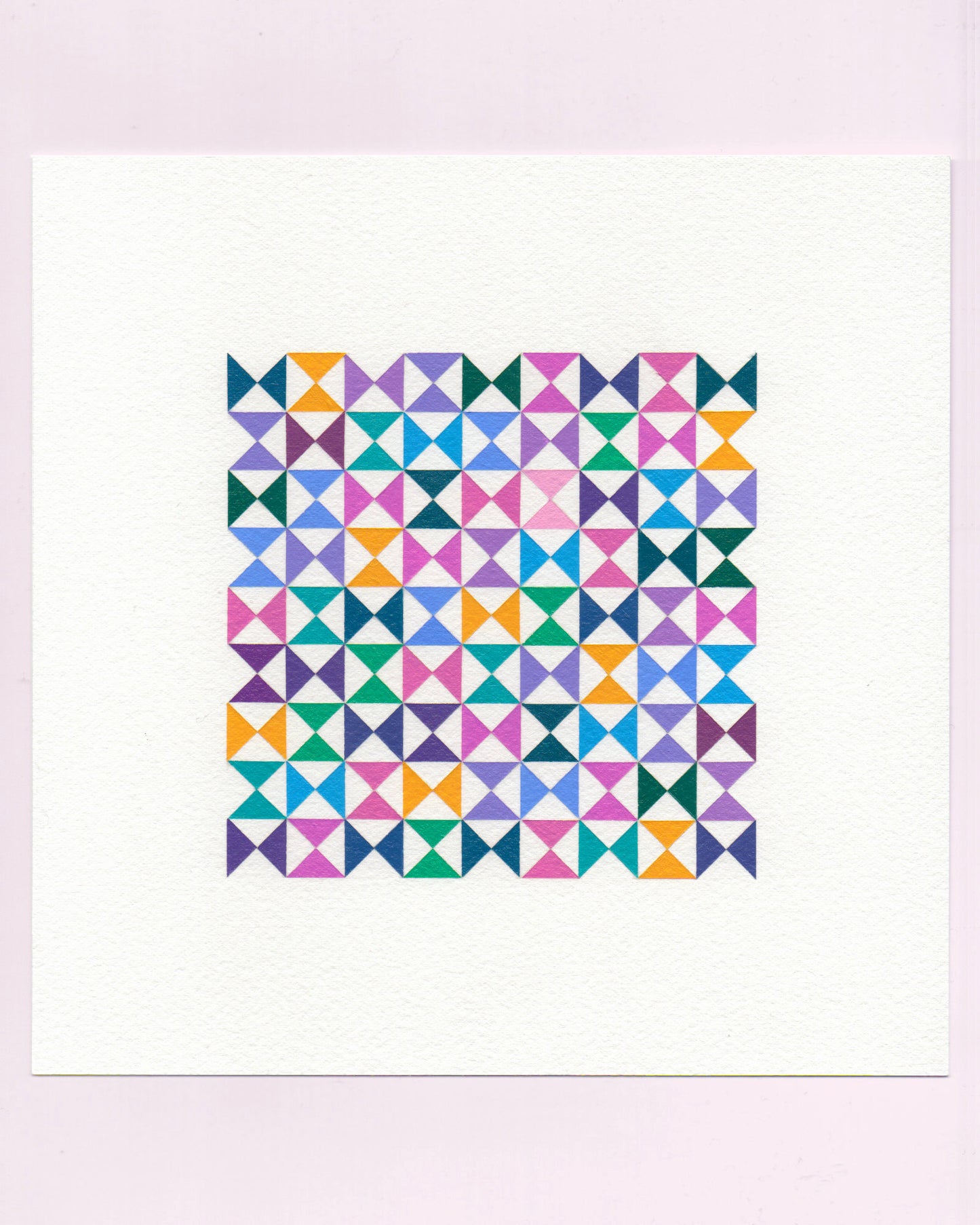 Bold, graphic multicoloured abstract painting with repeating geometric shapes, 30 July (030/365) by Victoria Mardon, 365: A Year in Colour series.