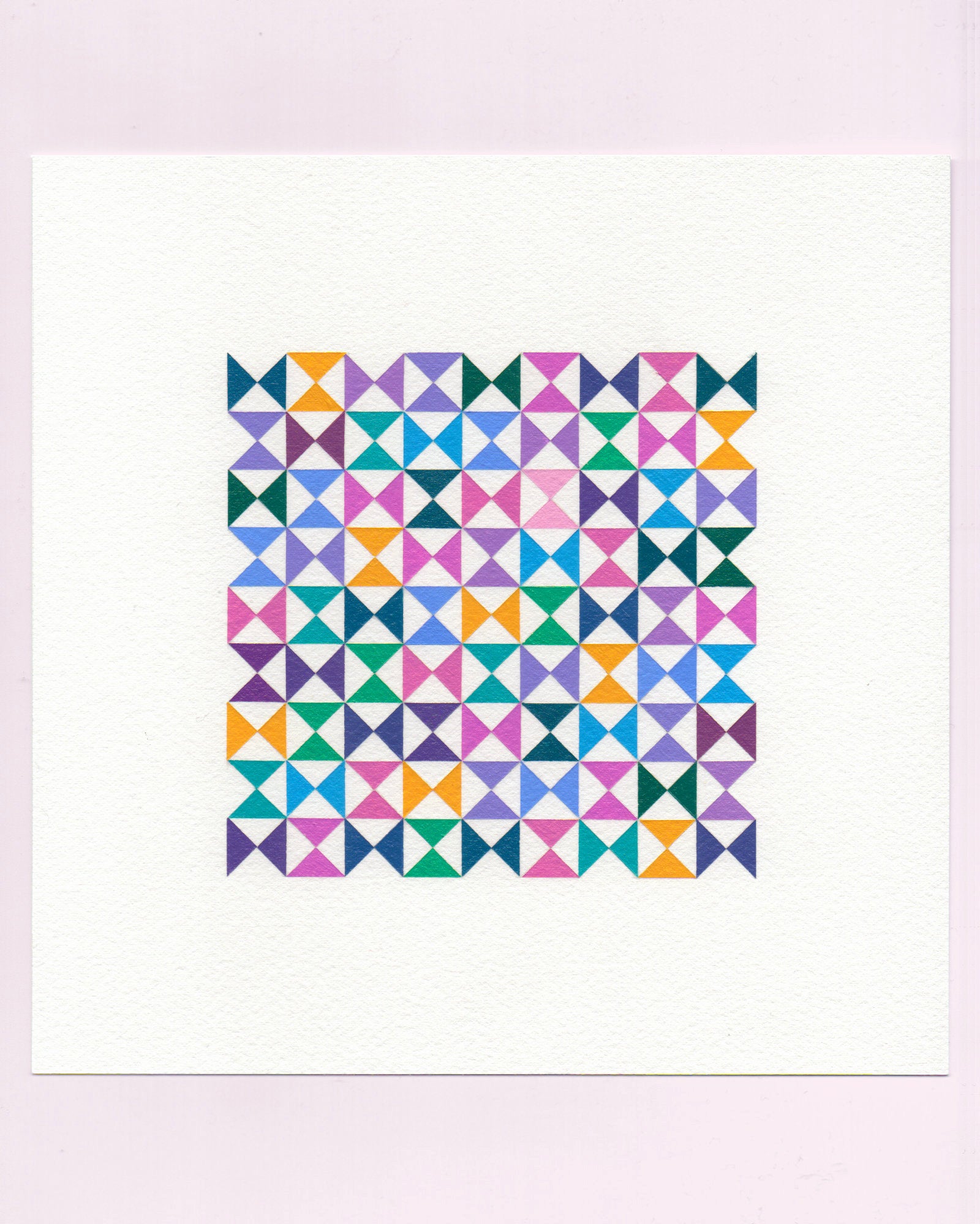 Bold, graphic multicoloured abstract painting with repeating geometric shapes, 30 July (030/365) by Victoria Mardon, 365: A Year in Colour series.
