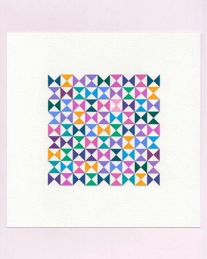 Bold, graphic multicoloured abstract painting with repeating geometric shapes, 30 July (030/365) by Victoria Mardon, 365: A Year in Colour series.
