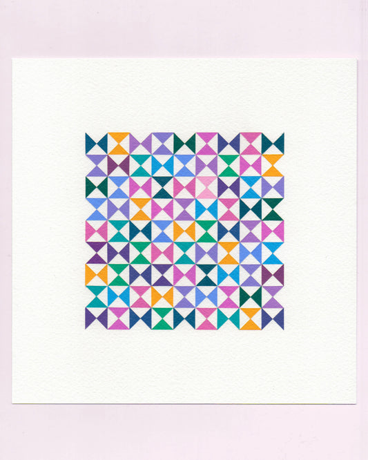 Bold, graphic multicoloured abstract painting with repeating geometric shapes, 30 July (030/365) by Victoria Mardon, 365: A Year in Colour series.