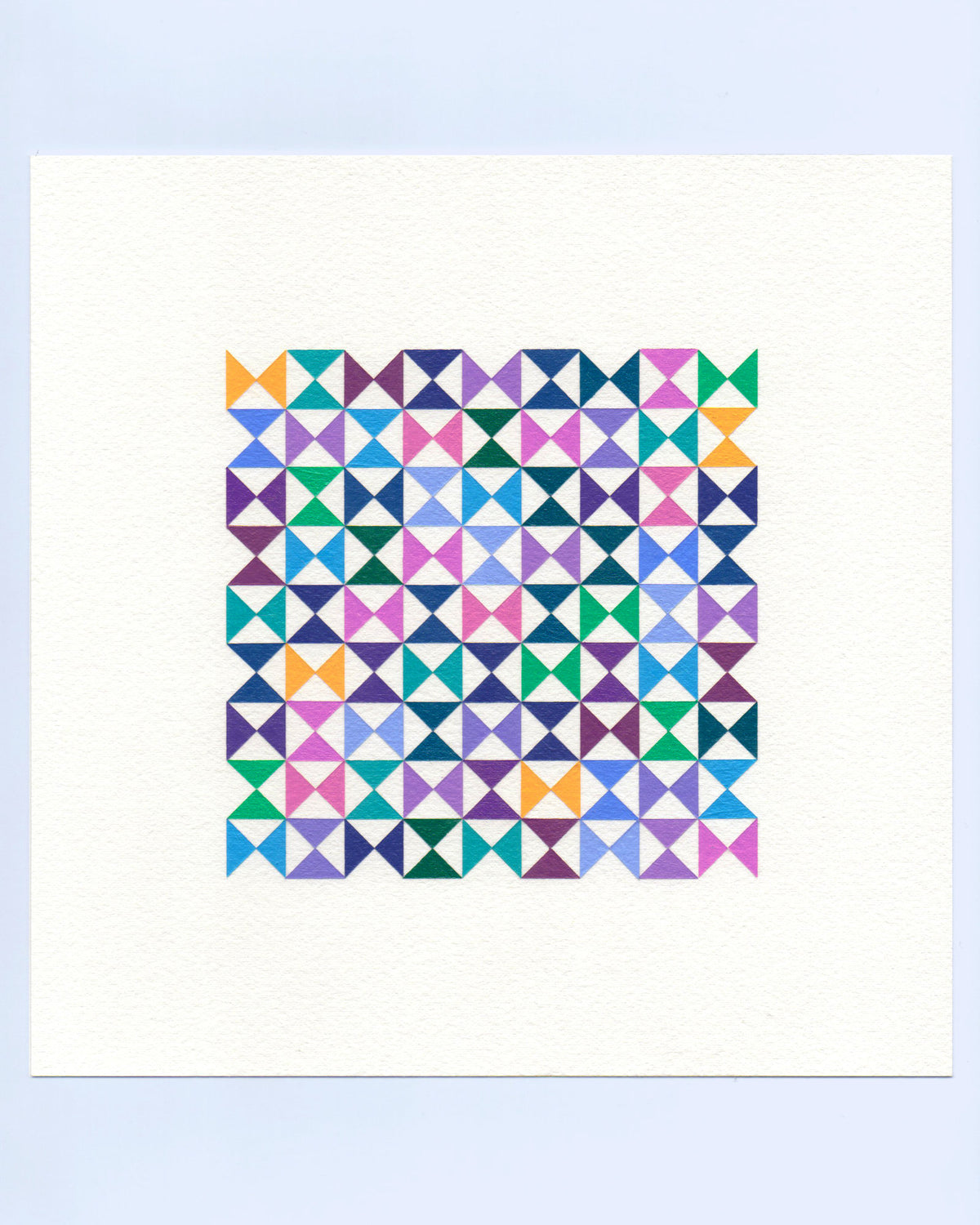 Bold, graphic multicoloured abstract painting with repeating geometric shapes, 30 November (153/365) by Victoria Mardon, 365: A Year in Colour series.