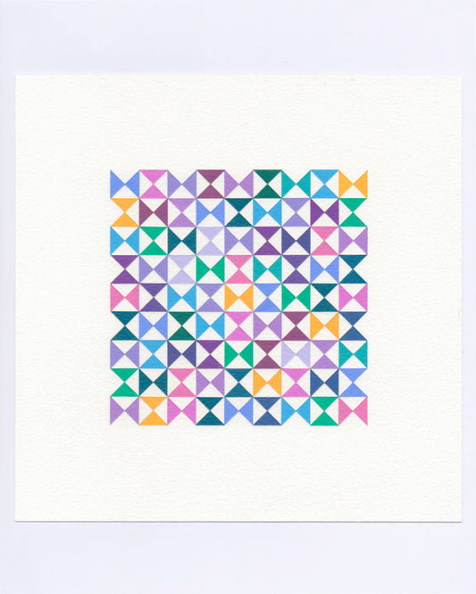 Bold, graphic multicoloured abstract painting with repeating geometric shapes, 30 October (122/365) by Victoria Mardon, 365: A Year in Colour series.