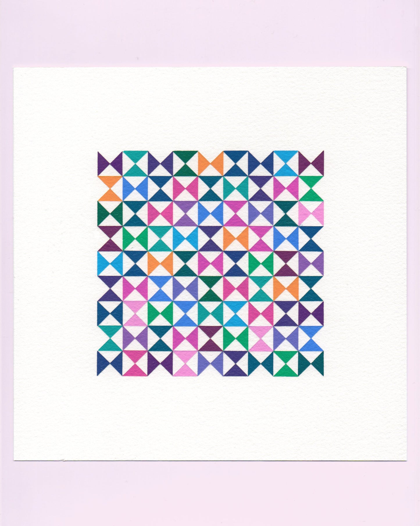 Bold, graphic multicoloured abstract painting with repeating geometric shapes, 31 August (062/365) by Victoria Mardon, 365: A Year in Colour series.