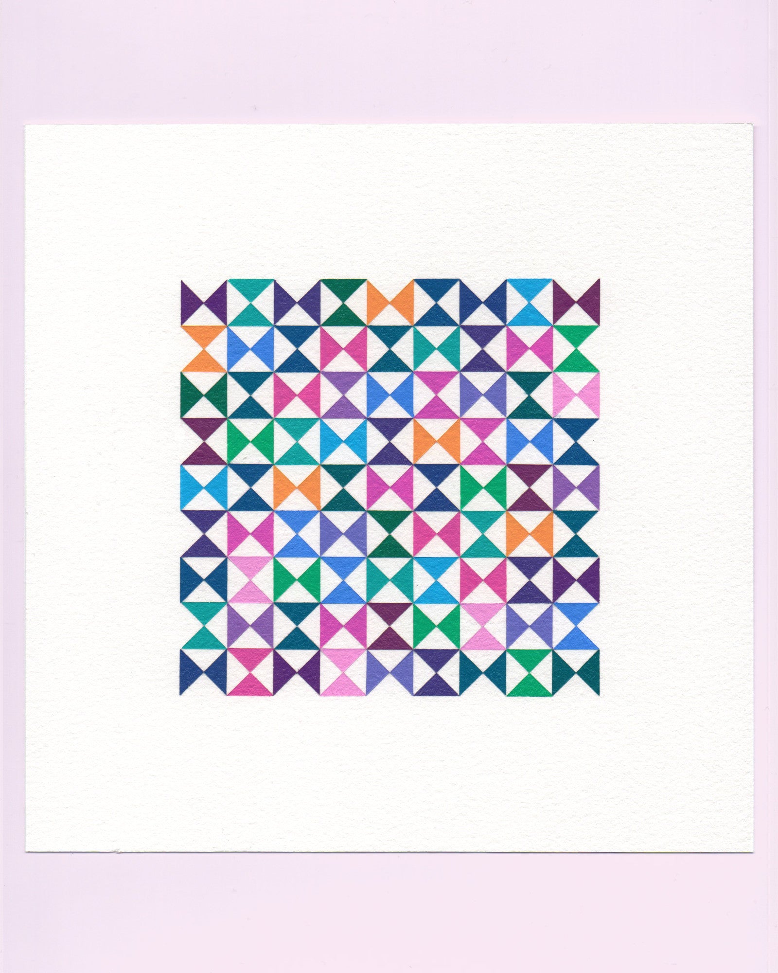 Bold, graphic multicoloured abstract painting with repeating geometric shapes, 31 August (062/365) by Victoria Mardon, 365: A Year in Colour series.