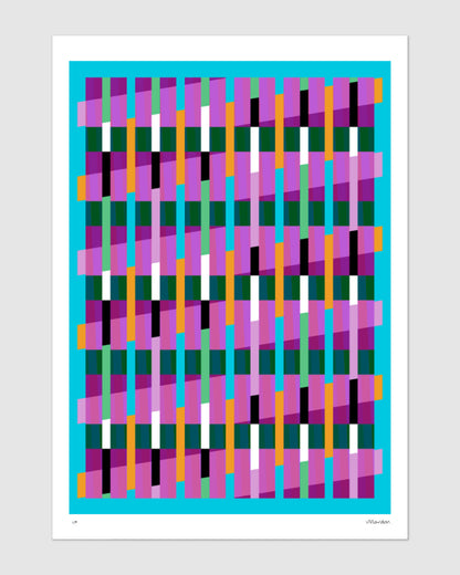 Blue geometric abstract giclée print by Victoria Mardon on a light background
