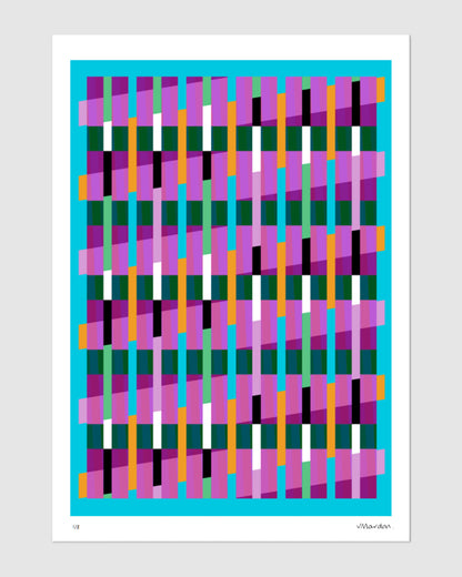 Pink geometric abstract giclée print by Victoria Mardon on a light background