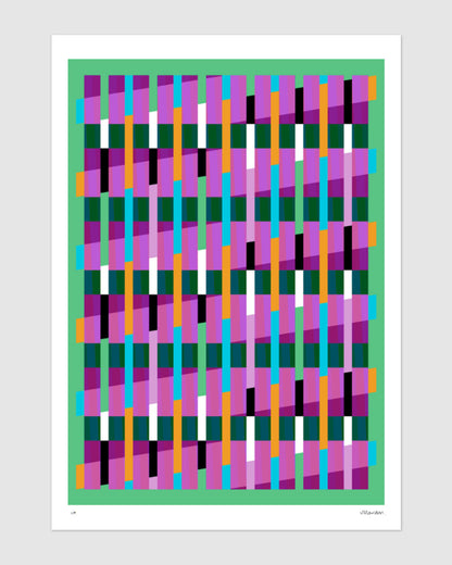 Pink geometric abstract giclée print by Victoria Mardon on a light background