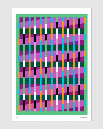 Green geometric abstract giclée print by Victoria Mardon on a light background