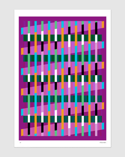 Magenta geometric abstract giclée print by Victoria Mardon on a light background