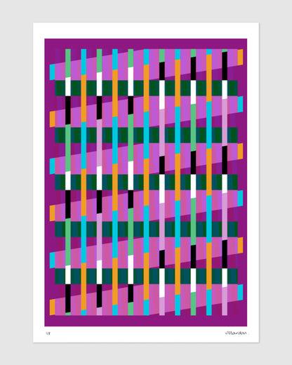 Pink geometric abstract giclée print by Victoria Mardon on a light background