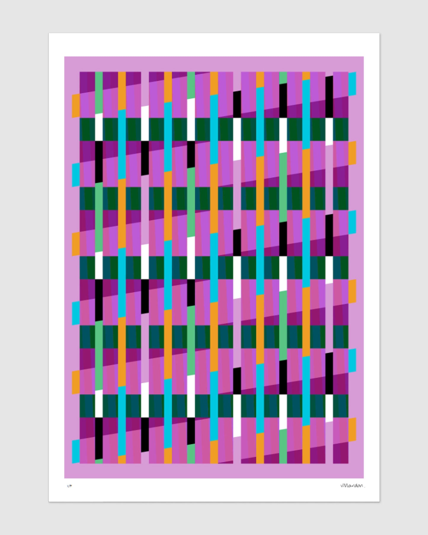 Pink geometric abstract giclée print by Victoria Mardon on a light background