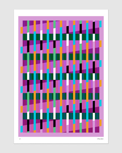 Pink geometric abstract giclée print by Victoria Mardon on a light background