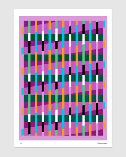 Pink geometric abstract giclée print by Victoria Mardon on a light background