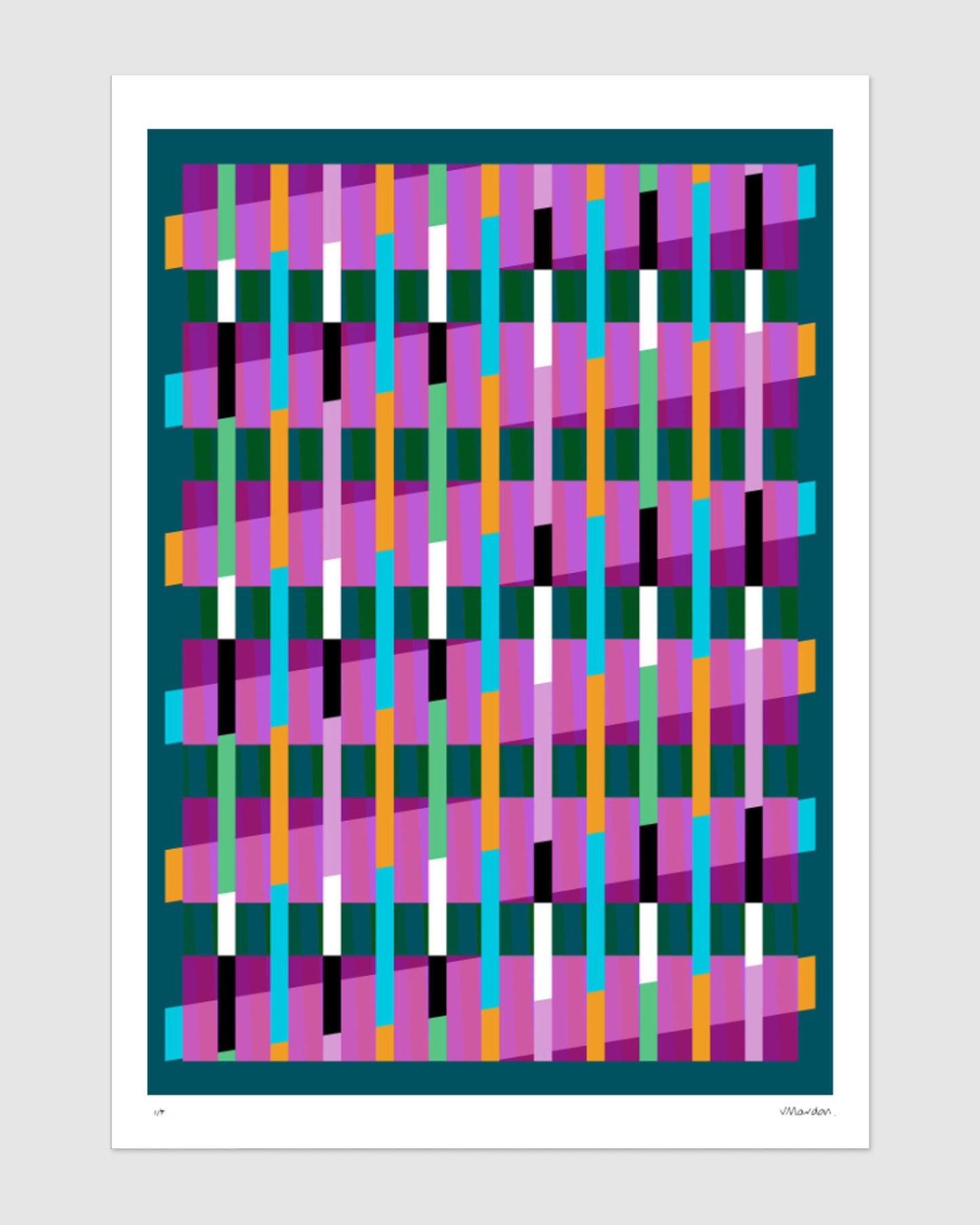 Turquoise geometric abstract giclée print by Victoria Mardon on a light background