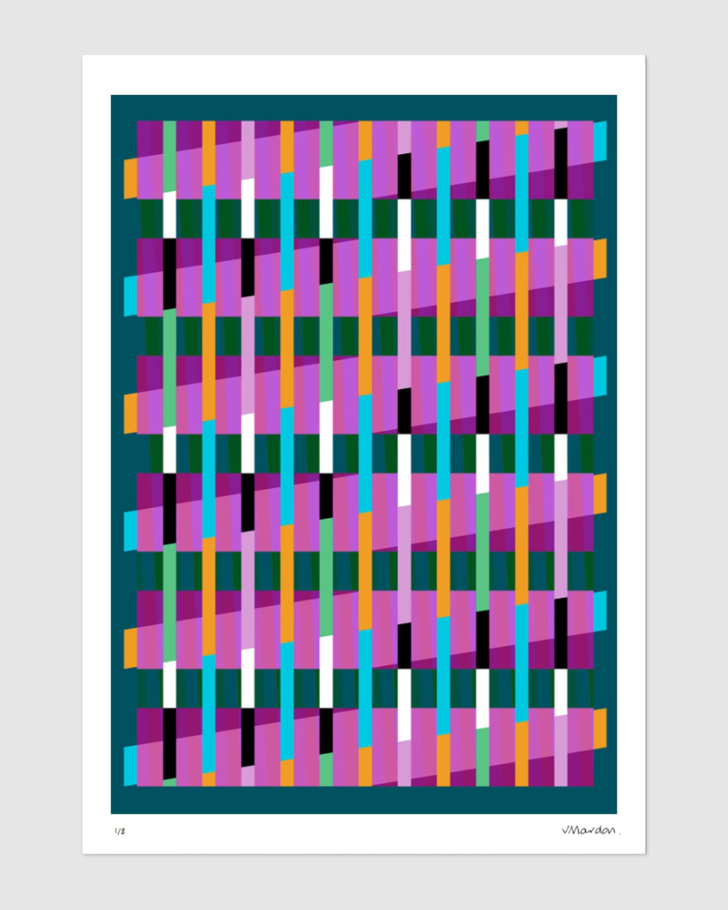 Turquoise geometric abstract giclée print by Victoria Mardon on a light background