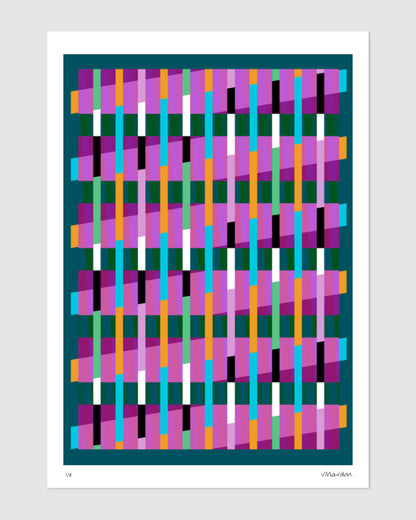 Turquoise geometric abstract giclée print by Victoria Mardon on a light background