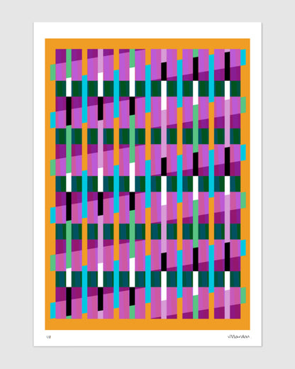 Yellow geometric abstract giclée print by Victoria Mardon on a light background