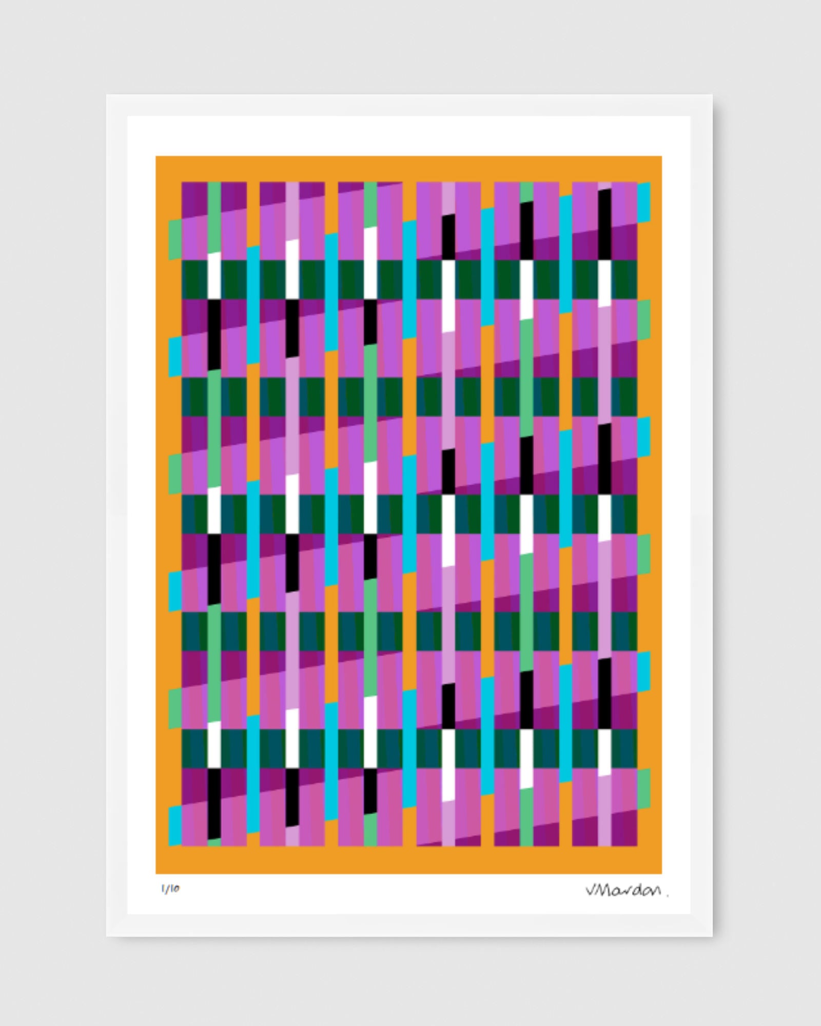 Yellow geometric abstract giclée print by Victoria Mardon on a light background